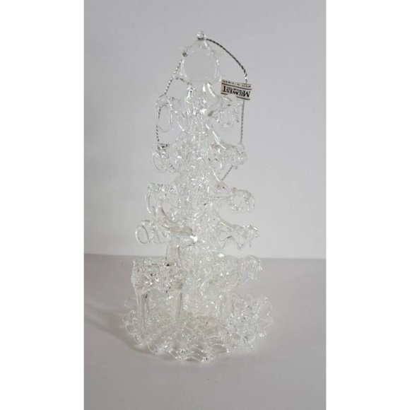 Clear Glass Christmas Ornament Deer Tree Midwest Imports W Box 09680 Vintage - Picture 1 of 7